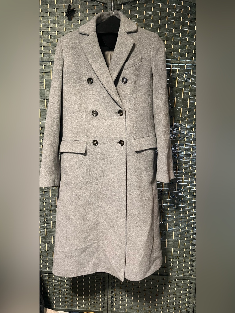 Talbots Double-Breasted Long Pea Coat in Light Gray